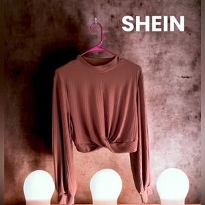 SHEIN Curve l Brown cropped top - Long-Sleeve l High neck l 2X l EUC